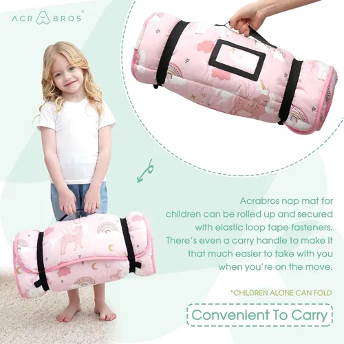 Miniatura 6 de ACRABROS Toddler Nap Mat with Pillow and Blanket, Large Rolled Napping Mats,Slumber Bags for Boys Girls,Kids Sleeping Bag for Daycare, Preschool