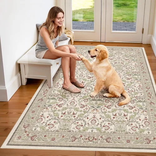 Miniatura 15 de Alfombras de área 9x12 para sala de estar: Alfombra oriental lavable de 108 pies cuadrados para dormitorio - Alfombra de pelo bajo ultra delgada