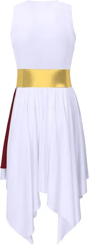 Miniatura 84 de easyforever Vestido de baile sin mangas con bloques de color para mujer, alabanza litúrgica, ropa de baile lírico, vestido de bata de adoración