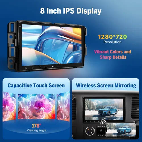 Miniatura 5 de Eonon GMX7A 4G+64G Android 14 Estéreo para automóvil compatible con GMC/Chevy/Buick Wireless CarPlay y Android Auto, radio de coche con pantalla