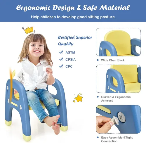 Miniatura 3 de KOTEK Juego de mesa y silla para niños, bonita mesa de actividades con almacenamiento y bloques de construcción, sillón en forma de dinosaurio