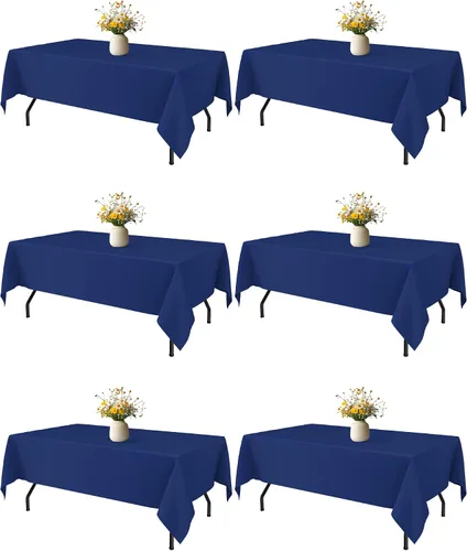 Miniatura 10 de Niuara Mantel de Mesa Rectangular Negro - Paquete de 6, 60" × 84" Mantel de Tela Lavable para Mesas de 5 Pies, Resistente a las Arrugas y a Prueba