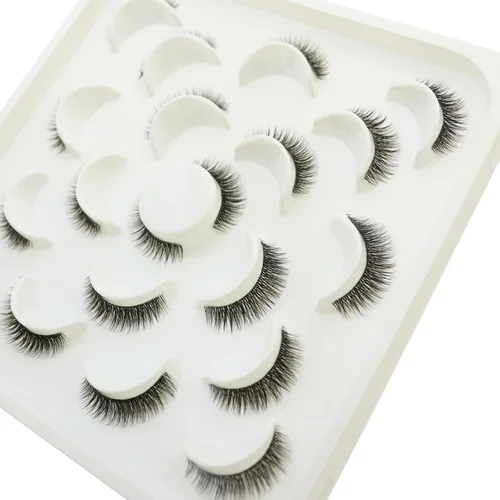 Miniatura 4 de DAODER Pestañas postizas de 0.394 pulgadas (0.394 pulgadas), pestañas gruesas y cortas de visón, aspecto natural con banda transparente, rizo D