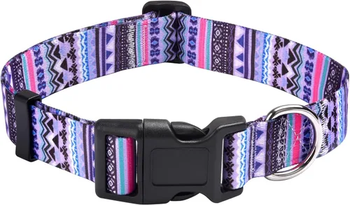 Miniatura 13 de Mihqy - Collar de perro, patrones geométricos florales, tribales, bohemios, collar de estilo étnico, suave y ajustable, para perros pequeños, Pink