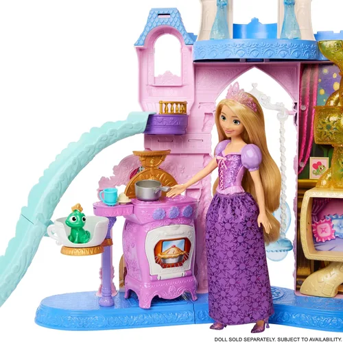 Miniatura 3 de Mattel Set de juego de castillo de mascotas de princesas Disney con 7 áreas de juego, 3 amigos animales, muebles y 17 accesorios, palacio