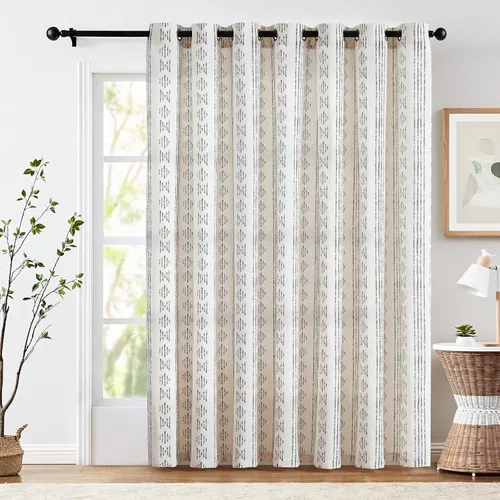 Miniatura 30 de jinchan Cortinas bohemias a rayas para sala de estar, cortinas de lino estilo granja de 63 pulgadas de largo, 2 paneles para dormitorio, mudcloth