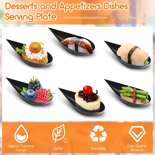 Miniatura 3 de Tessco for you 800 piezas de cucharas de aperitivo de 4 pulgadas, mini platos de aperitivo reutilizables, cucharas de degustación, platos