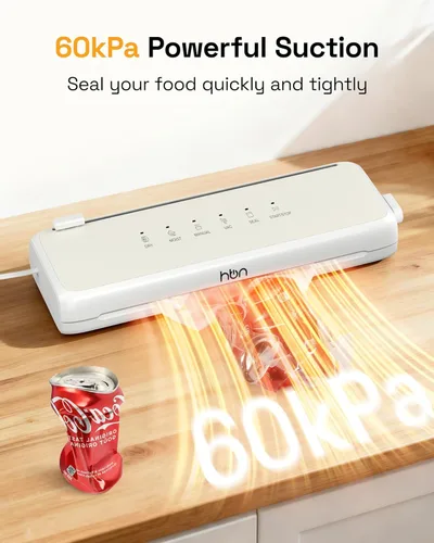 Miniatura 2 de HBN Sellador al vacío Máquina compacta selladora al vacío de alimentos, sellador automático de alimentos para cocina, encimera, doble sellado