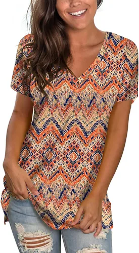 Miniatura 5 de Sipaya - Camiseta de mujer con cuello en V, básica, de ajuste suelto, manga corta, estilo casual