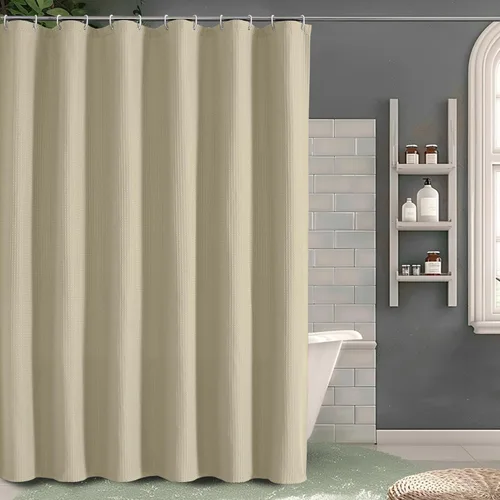 Miniatura 18 de OVZME Juego de cortina de ducha de tela para cabina - 36x72, tejido de gofre 230GSM, cortinas de ducha pequeñas para cabina estrecha, cortina