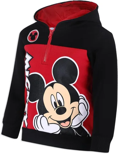 Miniatura 2 de Disney Boy's Mickey Mouse Half Zip Pullover Fashion Hoodie, BlackRedBlue