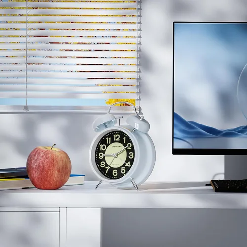 Miniatura 8 de CHEREEKI - Reloj despertador potente para personas que duermen profundamente, reloj analógico silencioso sin marcas con luz de fondo, esfera