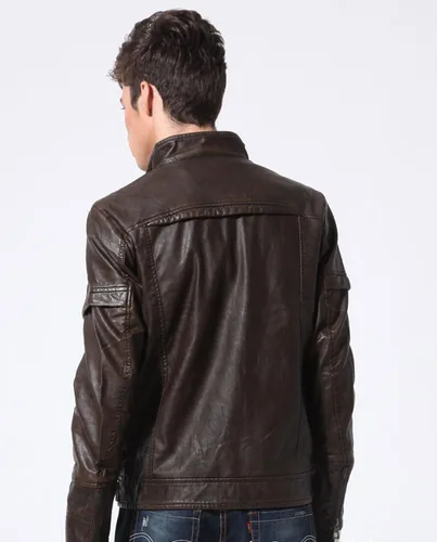 Miniatura 4 de CHOUYATOU - Chaqueta de piel sintética para hombre