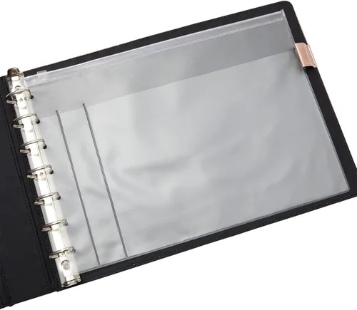 Miniatura 8 de Juvale Fundas para chequera de 14 x 10 pulgadas, piel sintética color oro rosa, carpeta y organizador de 7 anillos con capacidad para 600 cheques