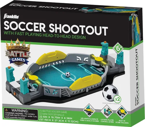 Miniatura 11 de Franklin Sports Mini juego de tiro de fútbol de mesa - Juego de mesa de fútbol estilo arcade para todas las edades- Marcador LED electrónico