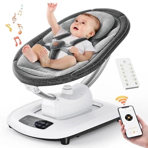 Miniatura 9 de Columpio para bebé, columpios de bebé multimovimiento para bebés y niños pequeños, habilitado con 5 movimientos únicos y 5 velocidades, asiento