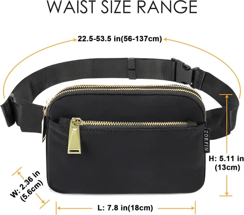 Miniatura 2 de Zorfin - Riñonera moderna de nailon negro para mujer