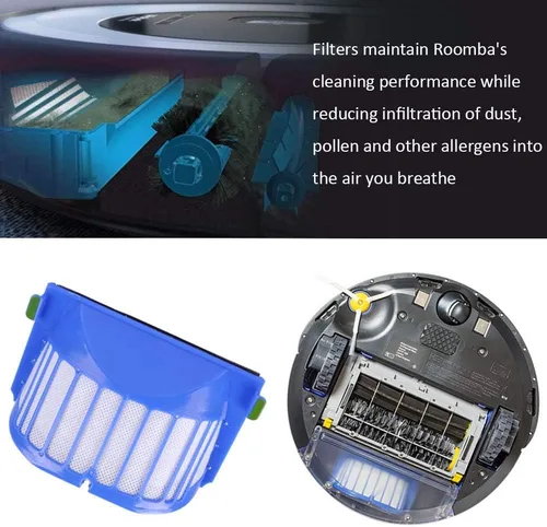 Miniatura 4 de DLD Accesorio para iRobot Roomba 600 610 620 630 645 650 655 660 680 500 Series Modelo 595 Kit de repuesto Kit de piezas de repuesto Filtro lateral