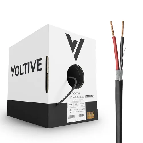 Miniatura 50 de Voltive Cable de altavoz 10/2, CL3 en pared y entierro directo, negro, 100 pies - 10 AWG, 2 conductores, cobre trenzado sin oxígeno, listado UL