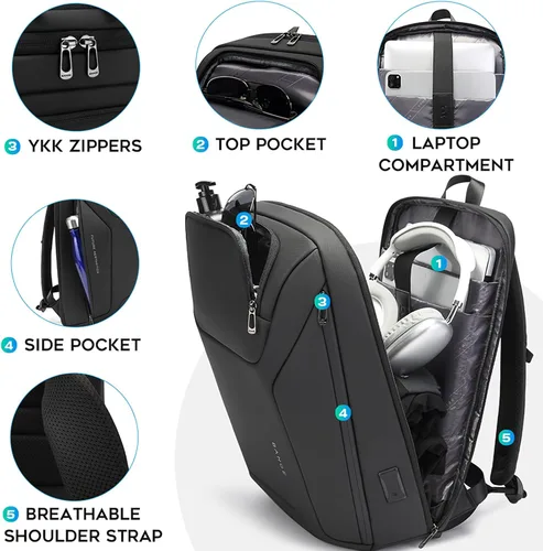 Miniatura 2 de FUTURE AESTHEICS Mochila de portátil de negocios para hombres y mujeres, mochila de viaje inteligente de 15.6 pulgadas, resistente al agua, mochila