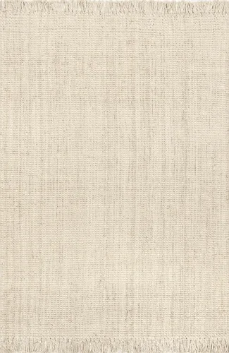 Miniatura 3 de nuLOOM Daniela en color blanco apagado, 9 pies 6 pulgadas x 13 pies 6 pulgadas, hecha a mano, de yute, con borlas, suave y con textura, resistente a