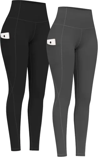Miniatura 29 de PHISOCKAT Paquete de 2 pantalones de yoga de cintura alta con bolsillos, leggings de control de abdomen, leggings de yoga elásticos en 4 direcciones