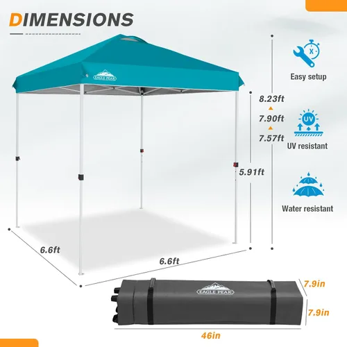Miniatura 473 de EAGLE PEAK Tienda de campaña desplegable con bolsa de transporte con ruedas, 8 estacas, 4 cuerdas, 4 bolsas de peso, toldo de tienda de campaña