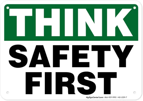 Miniatura 12 de Think Safety First Sign, 24 x 30 pulgadas, HDPE de 55 mil de grosor (polietileno de alta densidad), fabricado en Estados Unidos por My Sign Center