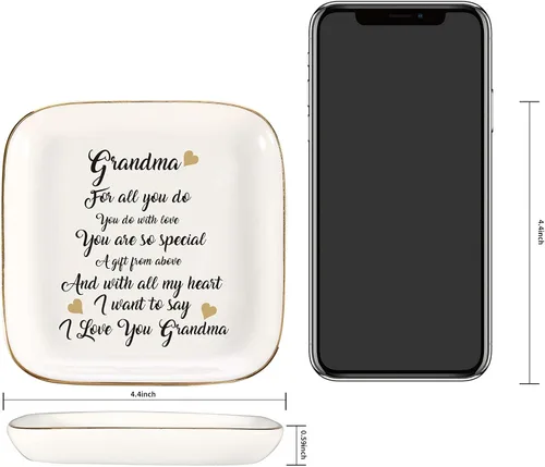 Miniatura 6 de Scwhousi Bandeja de cerámica para anillos, de joyería, para buenos amigos, mamá, abuela, tía, hermana