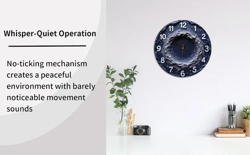 Miniatura 5 de Meteor Crater Texture Wooden Wall Clock with Distressed White Numerals 25x25cm
