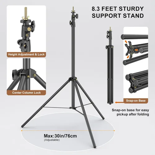 Miniatura 6 de LINCO Kit de soporte de fondo para fiestas, 10 x 7 pies, ajustable, para estudio de fotografía, sistema de soporte de fondo fotográfico
