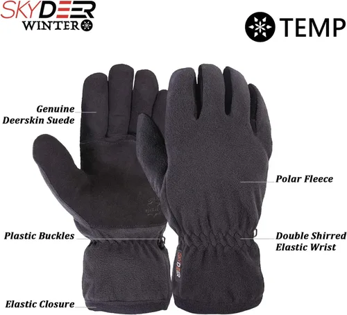 Miniatura 3 de SKYDEER Winter Gloves with Soft Deerskin Suede Leather & Thermal Polar Fleece & Warm 3M Thinsulate Insulation (SD8661T)