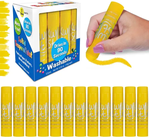 Miniatura 8 de Kwik Stix - Varillas de pintura de témpera sólidas, paquete de 12 unidades, color negro, lavables del mismo color, de secado rápido (90 segundos)