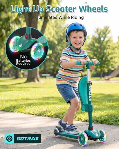 Miniatura 6 de Gotrax KS3 - Patinete para niños, ruedas iluminadas LED, manubrio de altura ajustable y asiento extraíble, cubierta antideslizante inclinada