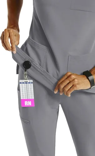Miniatura 4 de Jaanuu Camiseta quirúrgica relajada con cuello en V para mujer de 3 bolsillos