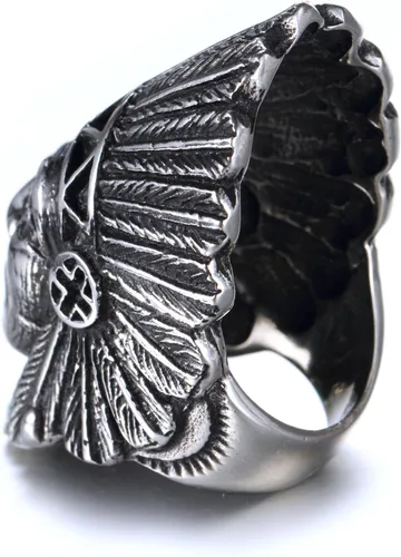 Miniatura 2 de HIJONES Anillo unisex de acero inoxidable de la tribu jefe india