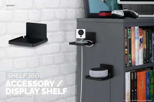 Miniatura 9 de BRAINWAVZ Estante de montaje en pared sin taladros para cámaras de seguridad, monitores de bebé, altavoces y más, soporte universal, fuerte