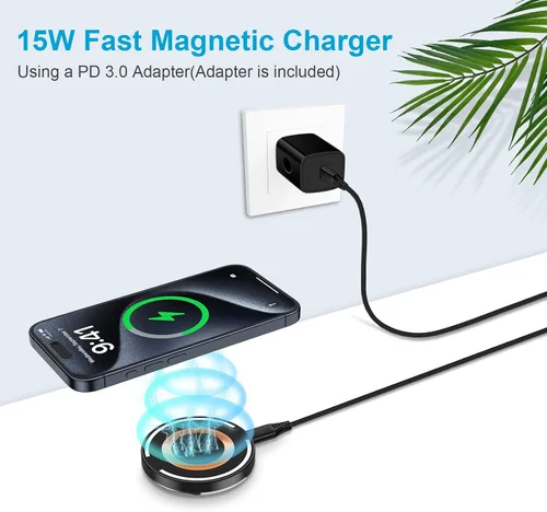 Miniatura 2 de Cargador inalámbrico Samsung S25 Ultra para cargador Magsafe/Samsung Galaxy S25/S24 Ultra, almohadilla de carga inalámbrica magnética rápida de 15 W