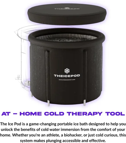 Miniatura 3 de The Pod Company El paquete original de baño de hielo de 84 galones - Bañera fría portátil con tapa aislada, termómetro, estabilizador de agua, 12