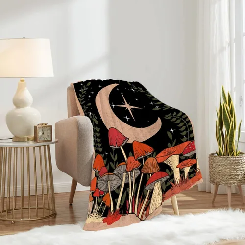 Miniatura 3 de Manta de hongos, ultra suave, cálida y ligera, de franela de forro polar con microhongos, para cama, sofá, regalo de viaje, decoración de hongos