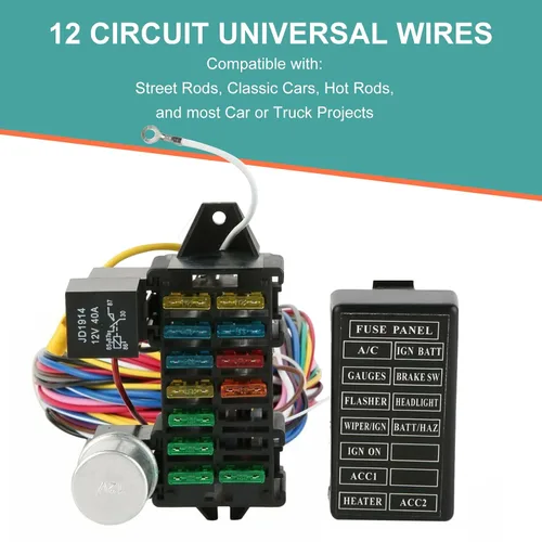 Miniatura 2 de Arnés universal de 12 cables de circuito apto para cables Muscle Car Hot Rod Street Rod XL