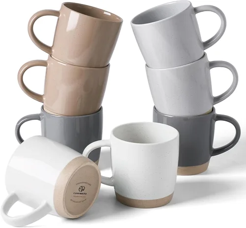Miniatura 20 de famiware Mercury - Tazas de café de 13 onzas, juego de 4 tazas de café con asa, tazas para café con leche, té caliente, capuchino, moca, cacao, negro