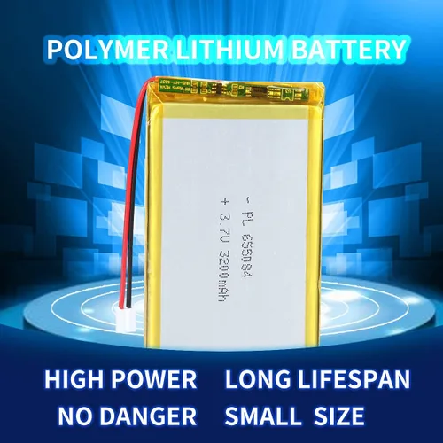 Miniatura 3 de 3.7V 3200mAh 655084 batería de iones de polímero de litio batería recargable Lipo con conector de paso de PH 0.079 in