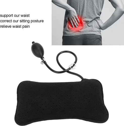 Miniatura 4 de Ibluelover Almohada inflable de apoyo lumbar, cojín de espalda portátil con bomba de mano, bolsa de cintura lavable transpirable para la parte