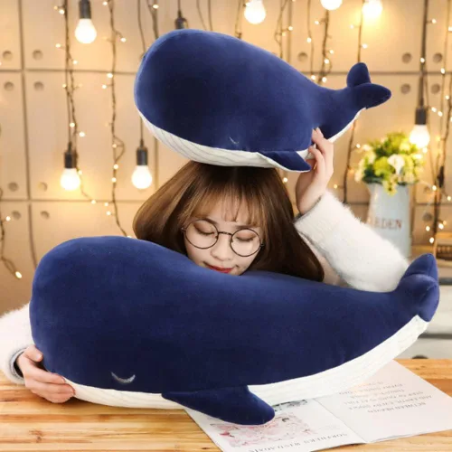 Miniatura 5 de JPORSHU Ballena azul grande de simulación suave de 10 pulgadas, muñeca delfín de la vida marina, juguete de peluche, cojín de espalda, regalo