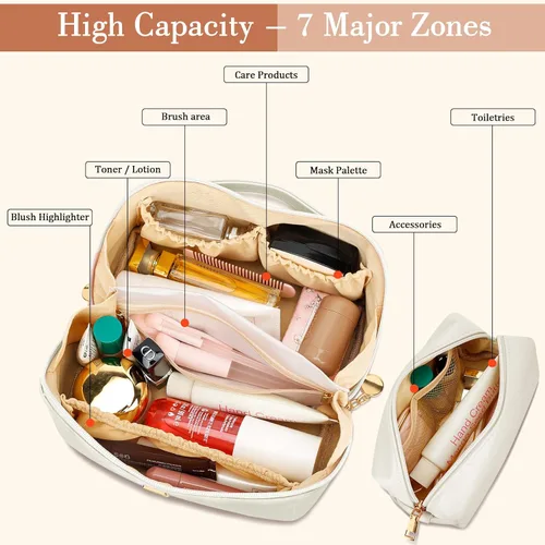 Miniatura 4 de Regalos de cumpleaños para mujeres y adolescentes, juego de bolsas organizadoras de maquillaje con iniciales personalizadas, bolsa de cosméticos