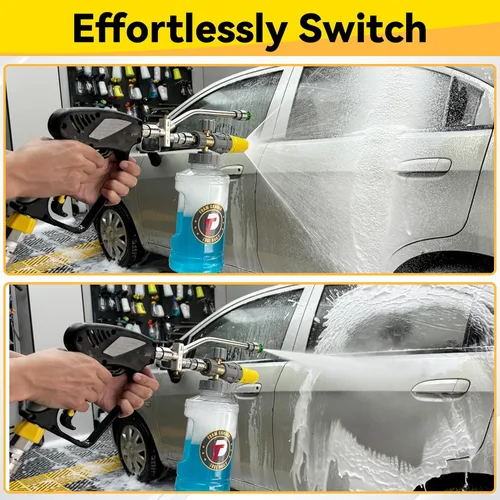 Miniatura 4 de Tool Daily Cañón de espuma con pistola de lavado a presión, accesorio de doble conector, pistola de lavado eléctrico con conector giratorio de 3/8