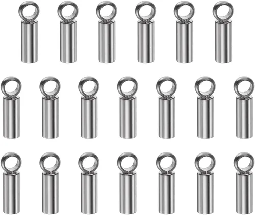 Miniatura 17 de HARFINGTON 20 tapas de extremo de cordón de 0.059 in de identificación de acero inoxidable para manualidades, pulseras, collares, borlas, tono dorado