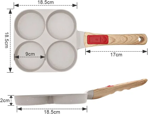 Miniatura 6 de RANX INGST Sartén para huevos de inducción, sartén antiadherente para panqueques de 4 tazas con mango desmontable, sartén para hamburguesas, sartén