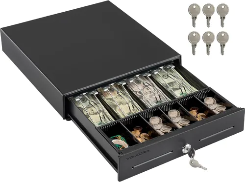Miniatura 8 de Volcora Cajón electrónico de caja registradora de 13 pulgadas para sistema de punto de venta (POS) con bandeja de efectivo de 4 billetes y 5 Negro